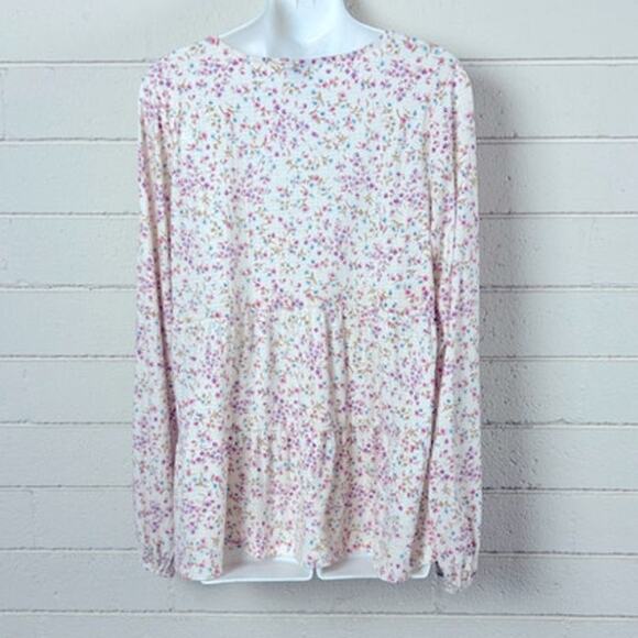 Torrid Texture Jersey V-Neck Long Sleeve Tiered Top size 0 S - Picture 6 of 11